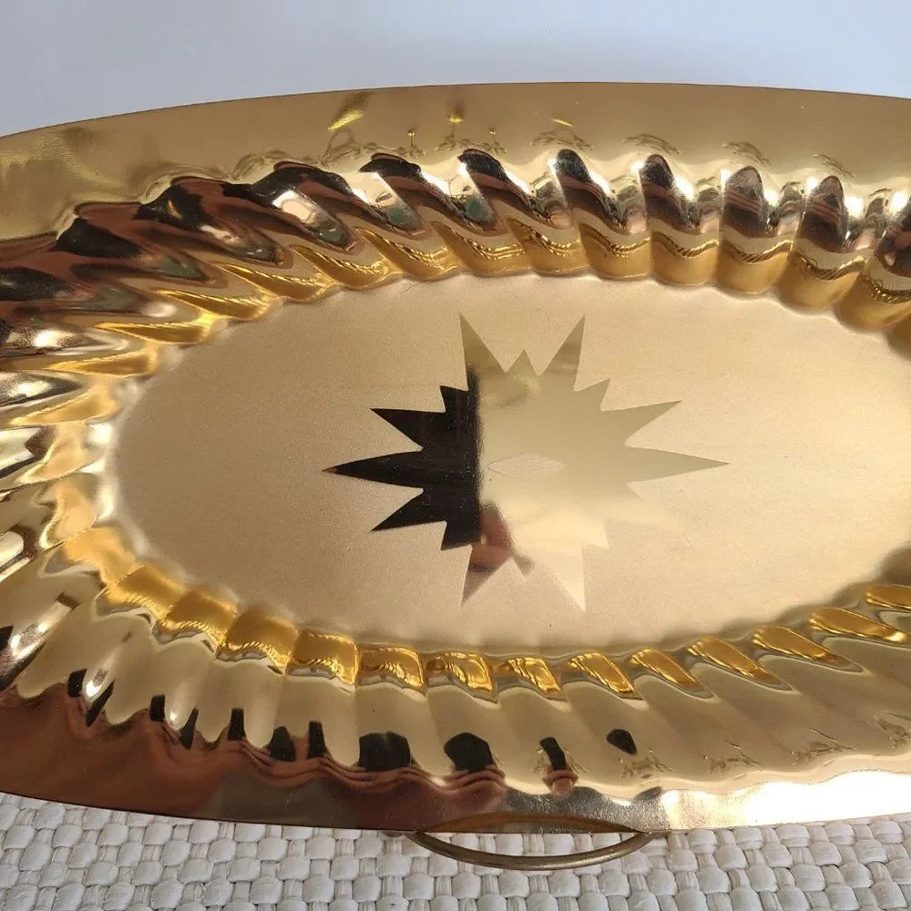 Vintage Forman Metal Gold Tone Serving Tray Platter 23K Gold Electro Plated